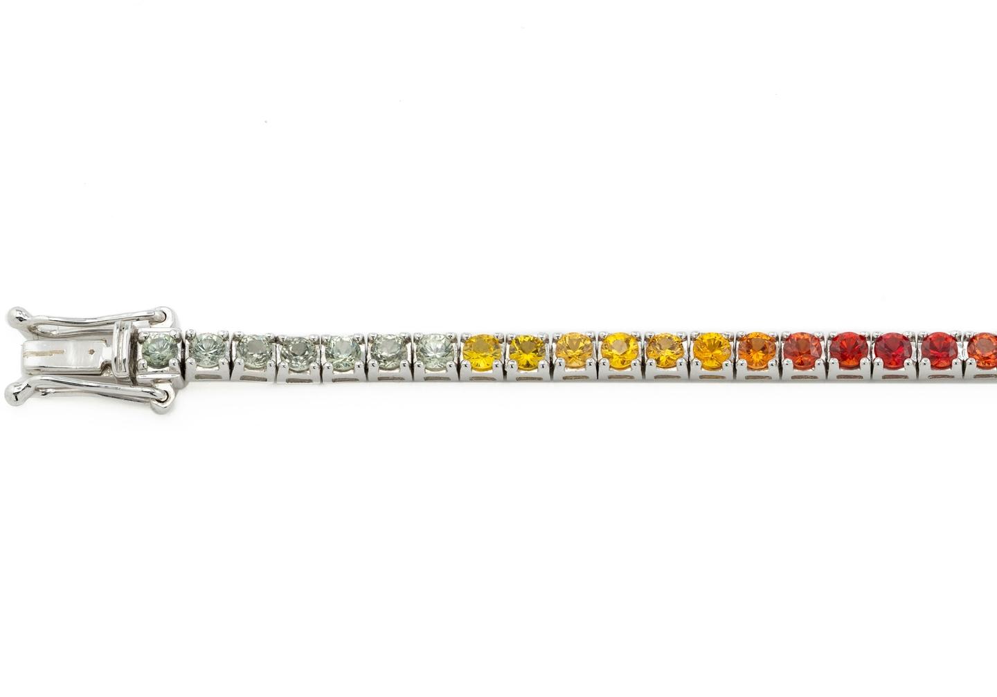 14K Rainbow Gradient Sapphire Tennis Bracelet