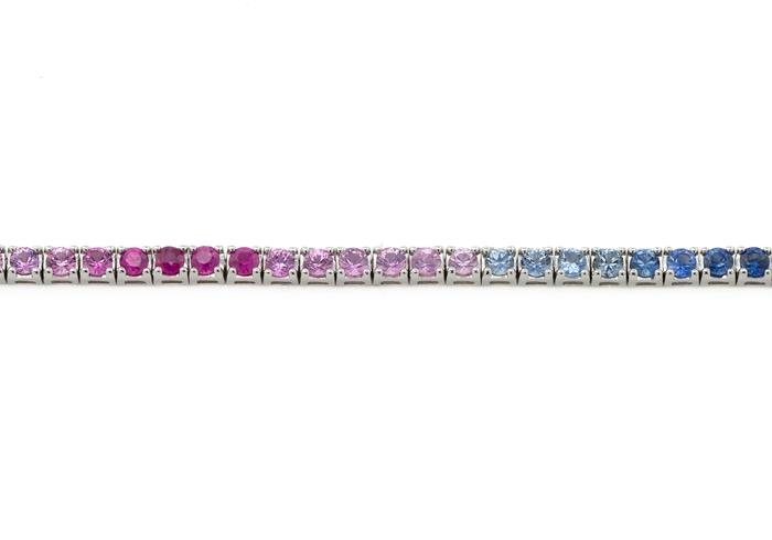 14K Rainbow Gradient Sapphire Tennis Bracelet