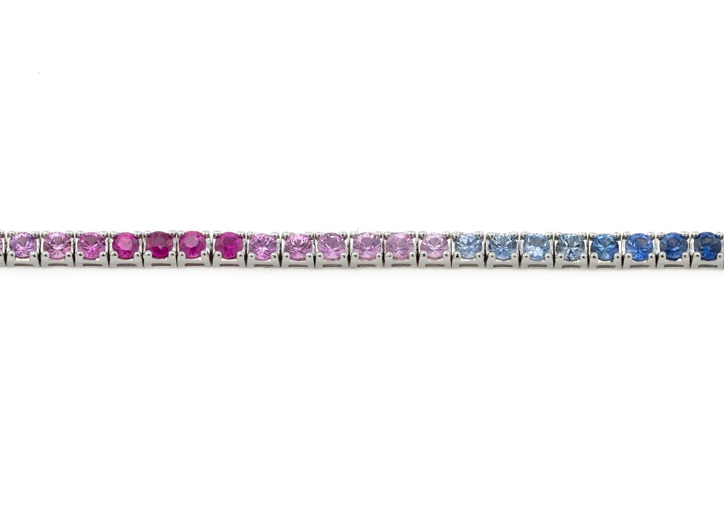 14K Rainbow Gradient Sapphire Tennis Bracelet