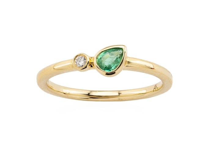 14K Emerald and Diamond Ring
