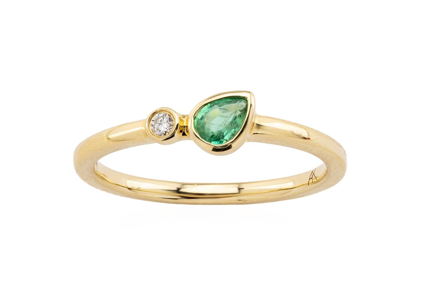 14K Emerald and Diamond Ring