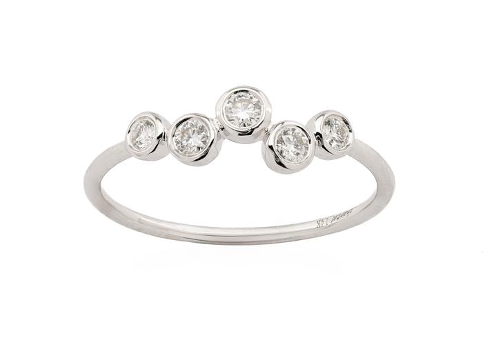 14K Asymmetric Bezel Set Diamond Band