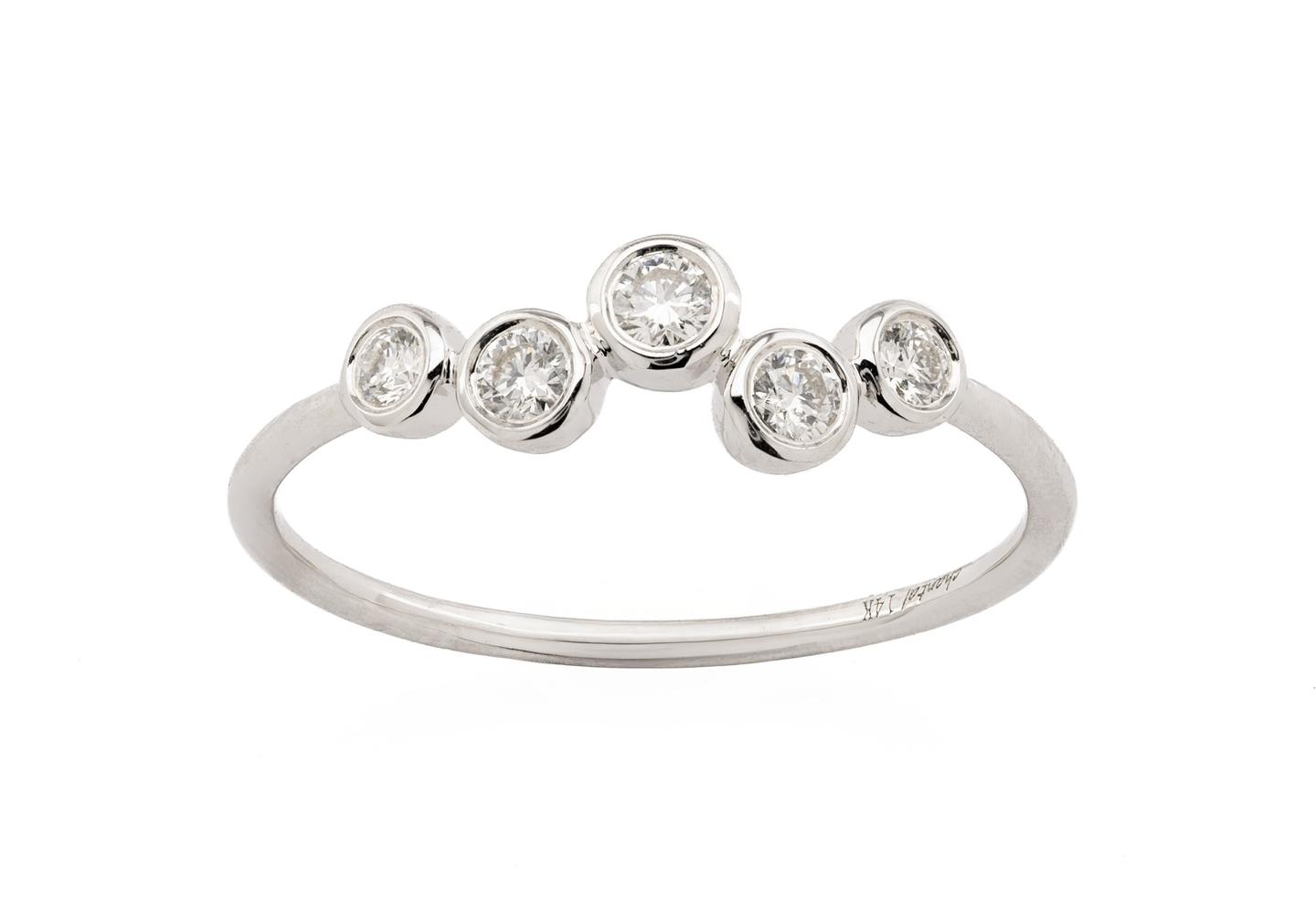 14K Asymmetric Bezel Set Diamond Band