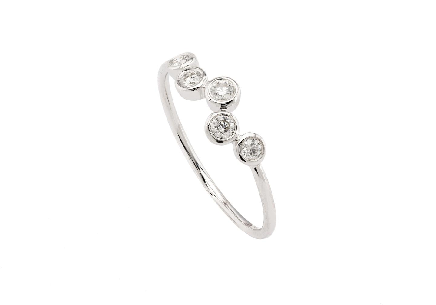 14K Asymmetric Bezel Set Diamond Band