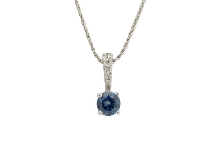 14K Montana Sapphire Pendant with Diamond Bail