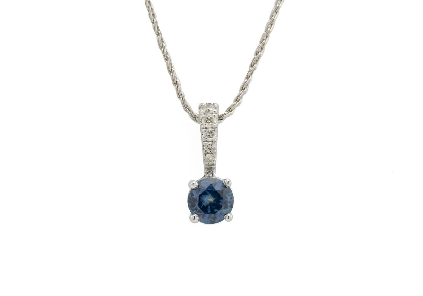 14K Montana Sapphire Pendant with Diamond Bail