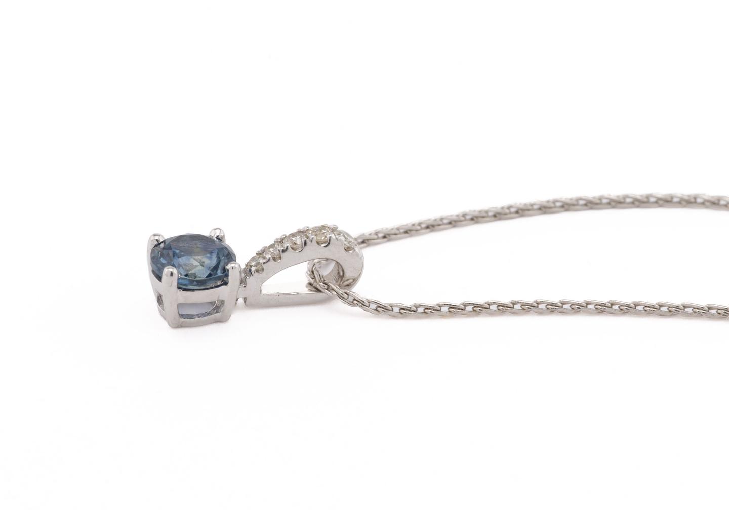 14K Montana Sapphire Pendant with Diamond Bail