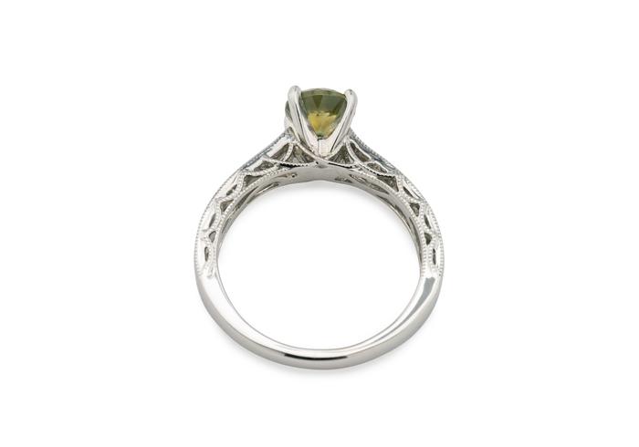 14K Green Montana Sapphire Antique Style Ring