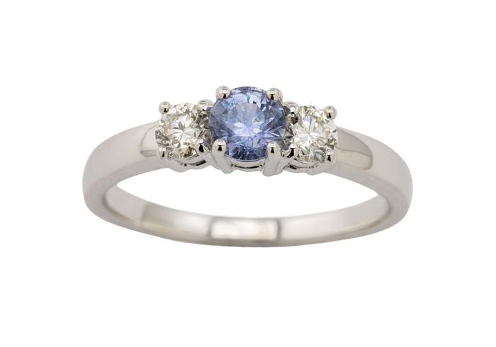 14K Montana Sapphire Classic Three Stone Ring