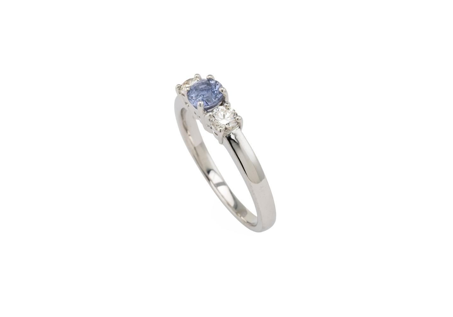 14K Montana Sapphire Classic Three Stone Ring