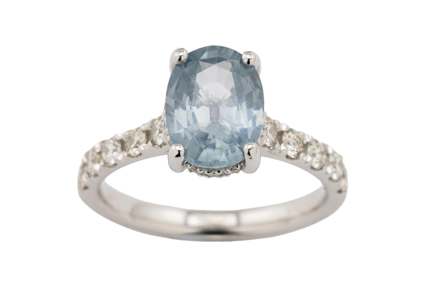 14K Montana Sapphire Hidden Halo Engagement Ring