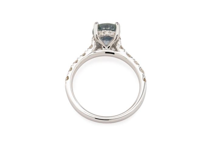 14K Montana Sapphire Hidden Halo Engagement Ring