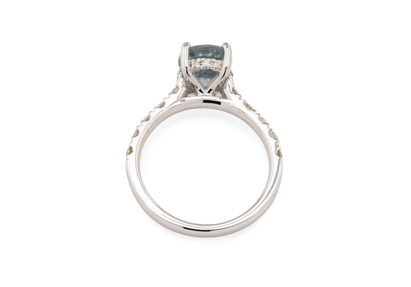 14K Montana Sapphire Hidden Halo Engagement Ring