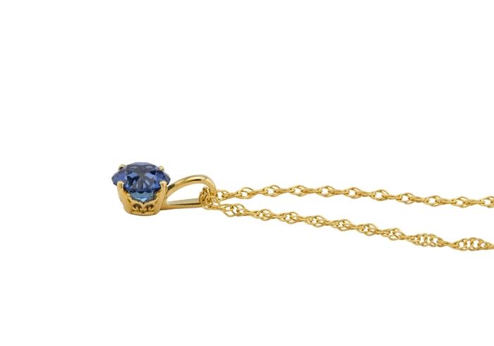 14K 1.09ct Yogo Sapphire Solitaire Pendant