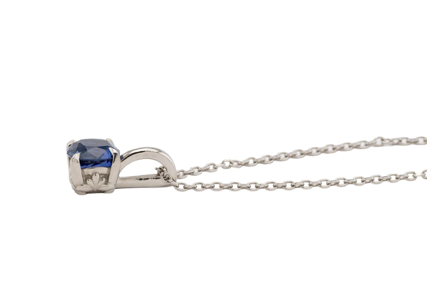 Platinum Yogo Sapphire Solitaire Pendant