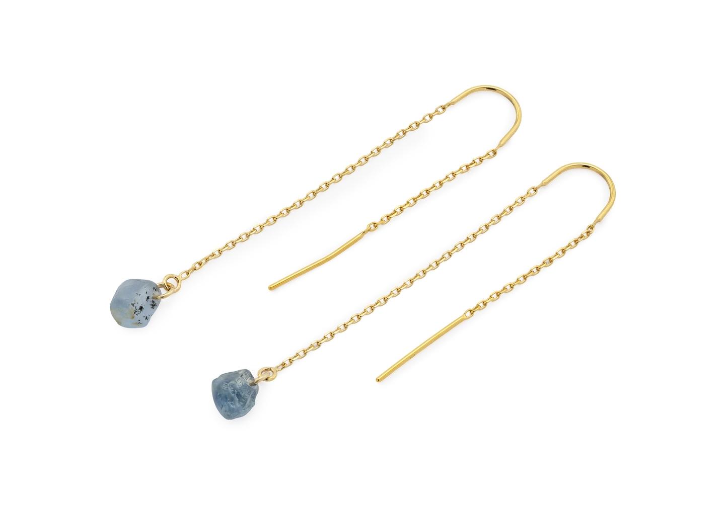 14K Montana Sapphire Threader Earrings | Imperfectionist Collection