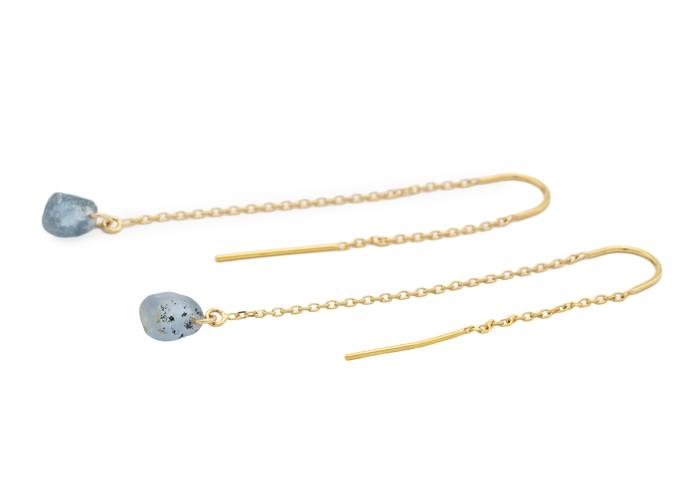 14K Montana Sapphire Threader Earrings | Imperfectionist Collection