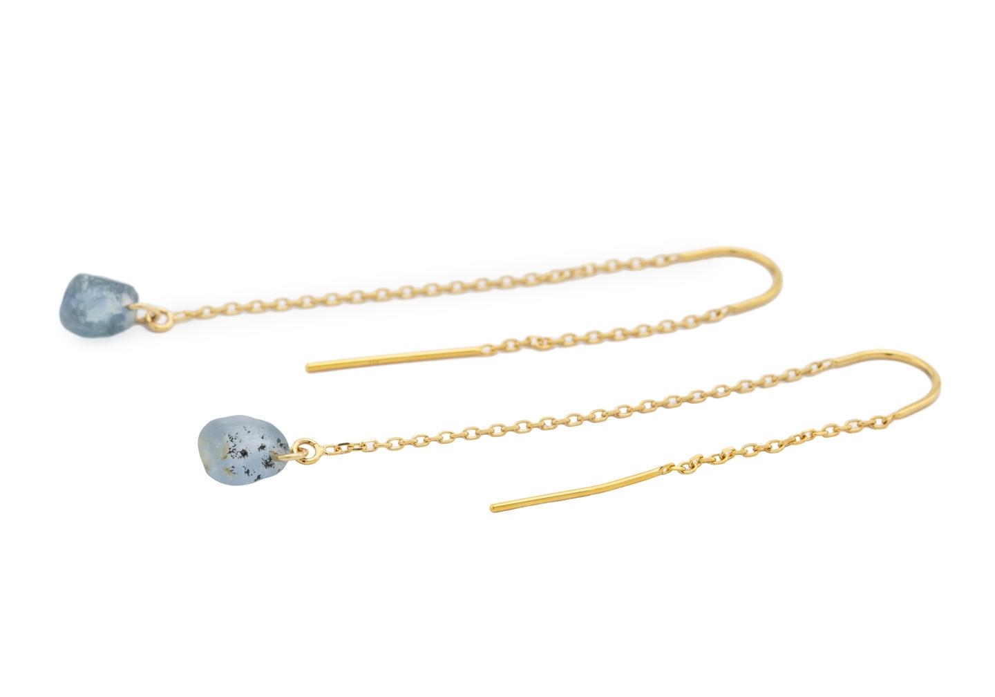 14K Montana Sapphire Threader Earrings | Imperfectionist Collection