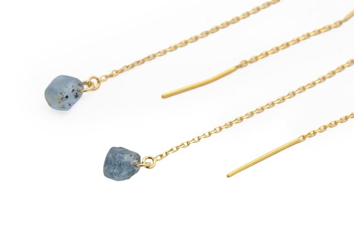 14K Montana Sapphire Threader Earrings | Imperfectionist Collection