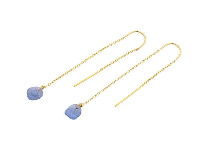 14K Yogo Sapphire Threader Earrings | Imperfectionist Collection