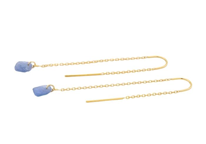 14K Yogo Sapphire Threader Earrings | Imperfectionist Collection