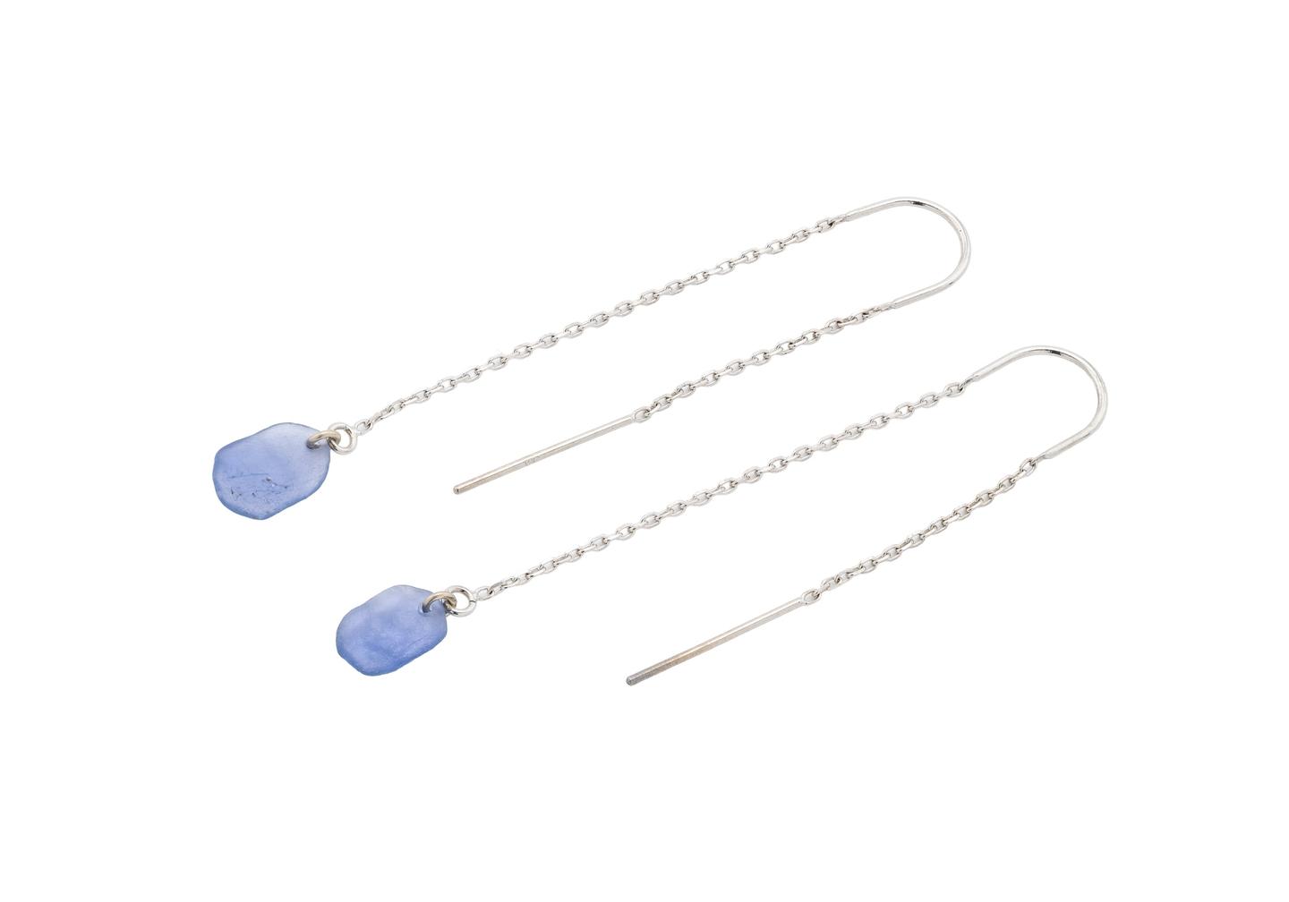 14K Yogo Sapphire Chain Earrings | Imperfectionist Collection