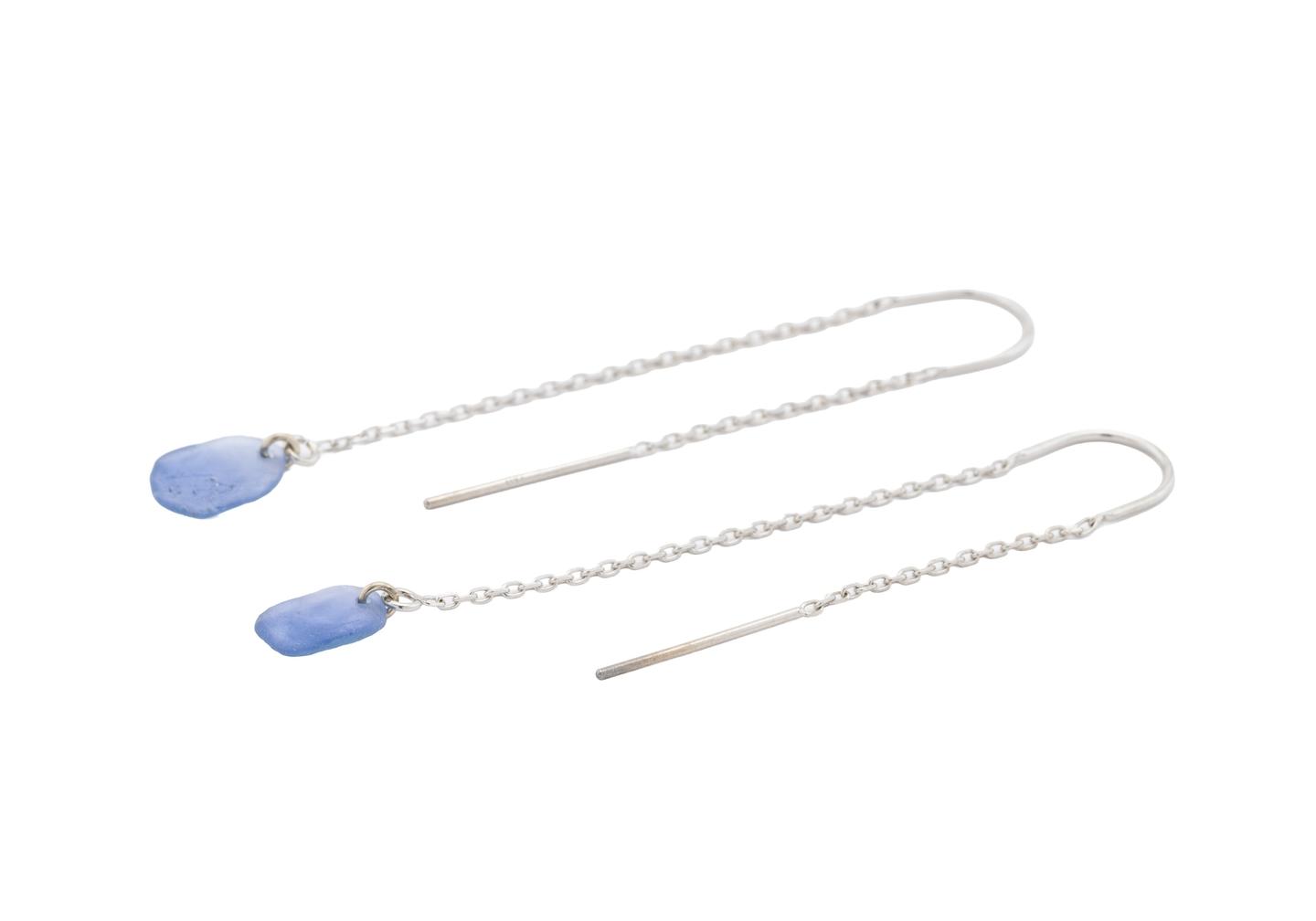 14K Yogo Sapphire Chain Earrings | Imperfectionist Collection
