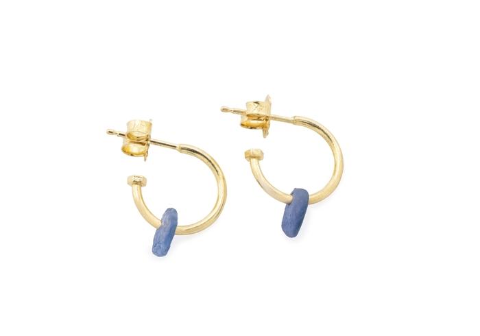 14K Rough Yogo Sapphire Charm Hoops | Imperfectionist Collection