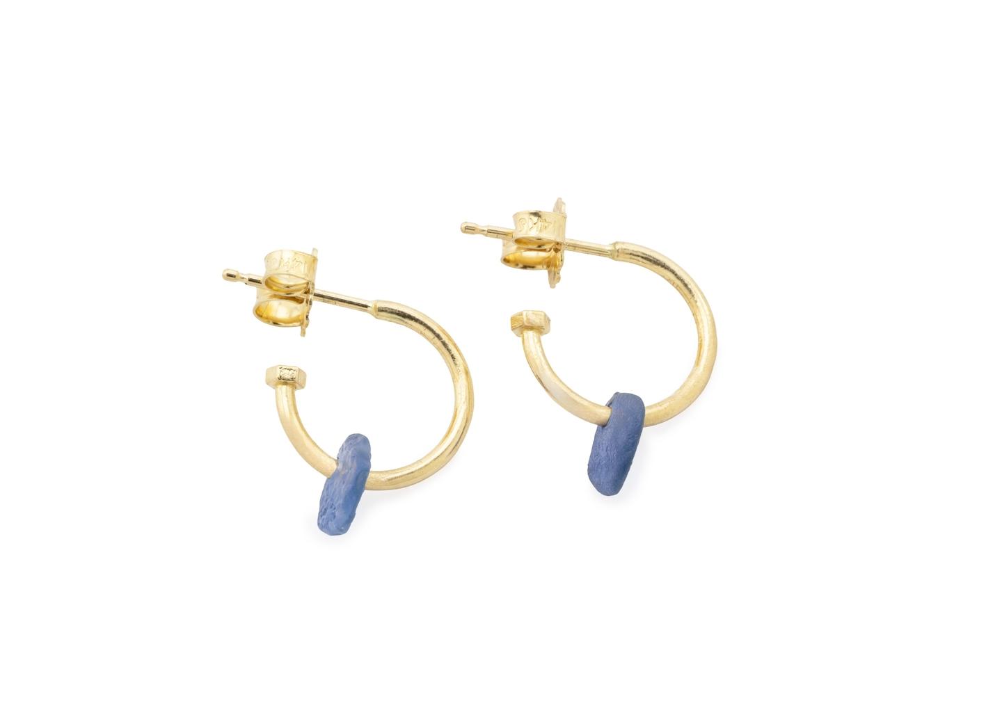 14K Rough Yogo Sapphire Charm Hoops | Imperfectionist Collection