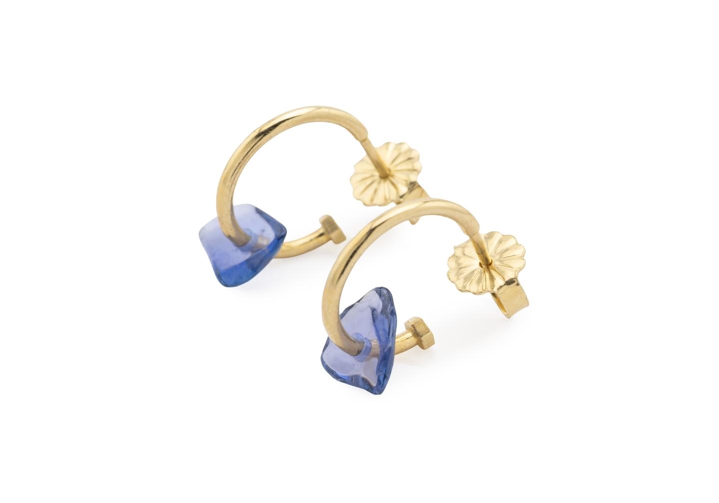 14K Yogo Sapphire Charm Hoops | Imperfectionist Collection