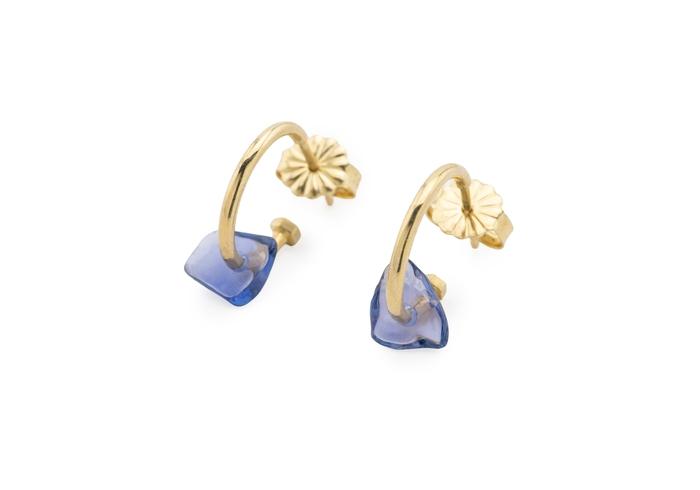 14K Yogo Sapphire Charm Hoops | Imperfectionist Collection