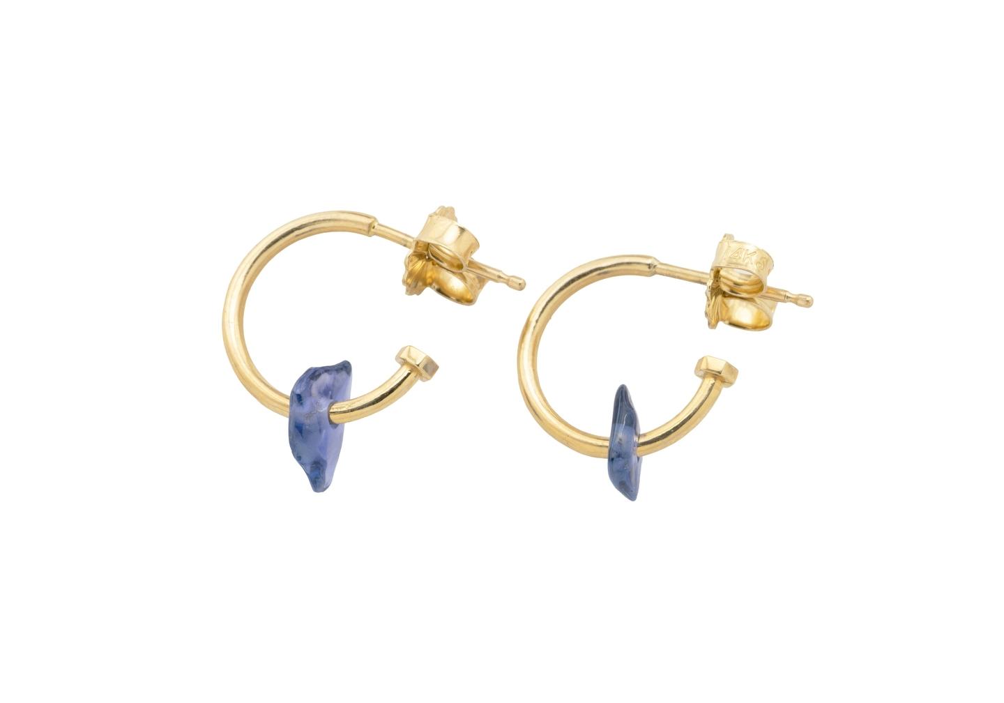 14K Yogo Sapphire Charm Hoops | Imperfectionist Collection
