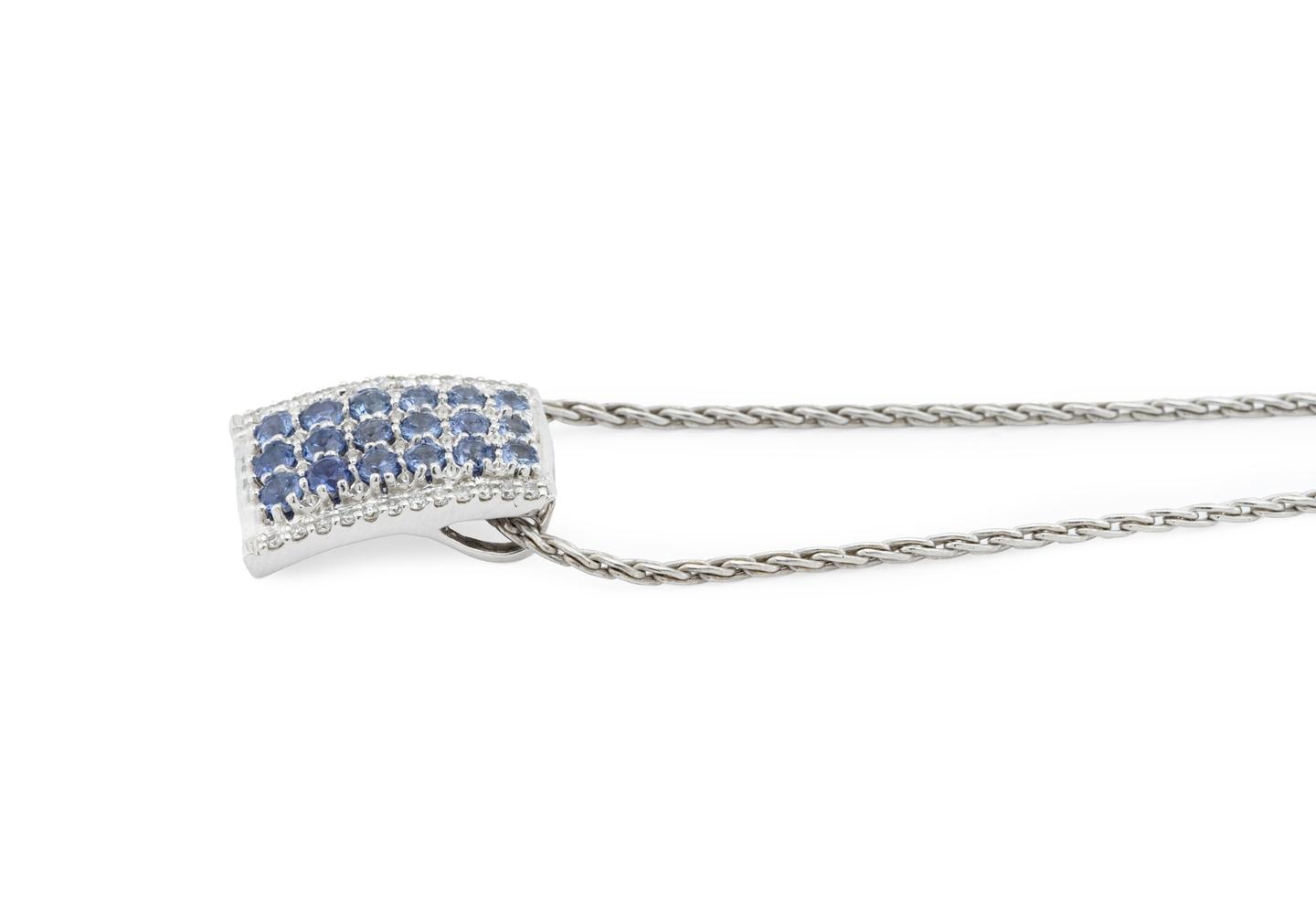 14K Modern Yogo Sapphire & Diamond Pendant