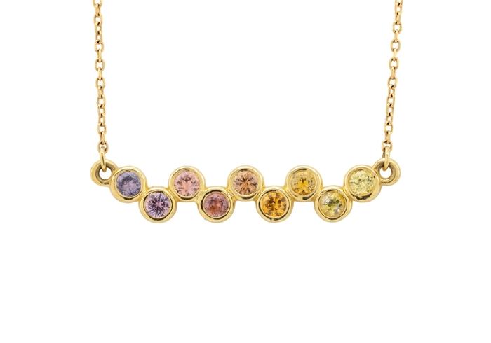 14K Sunset Montana Sapphire Bar Necklace