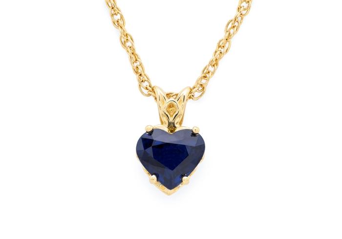 14K 2.27ct Yogo Sapphire Heart Pendant