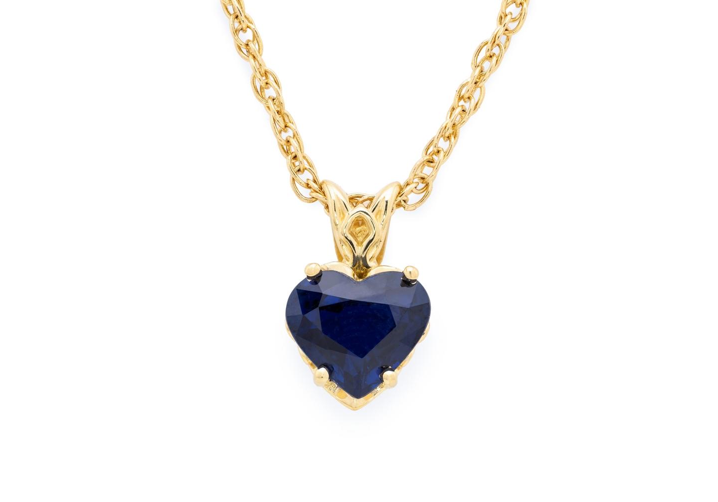 14K 2.27ct Yogo Sapphire Heart Pendant