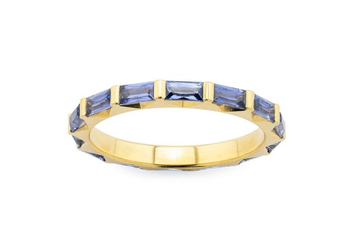 18K Baguette Cut Yogo Sapphire Eternity Band | Aurum Collection