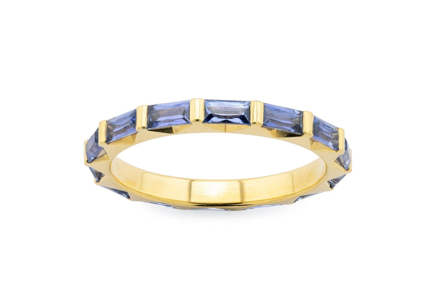 18K Baguette Cut Yogo Sapphire Eternity Band | Aurum Collection