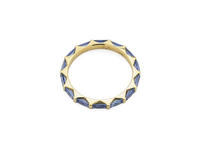18K Baguette Cut Yogo Sapphire Eternity Band | Aurum Collection