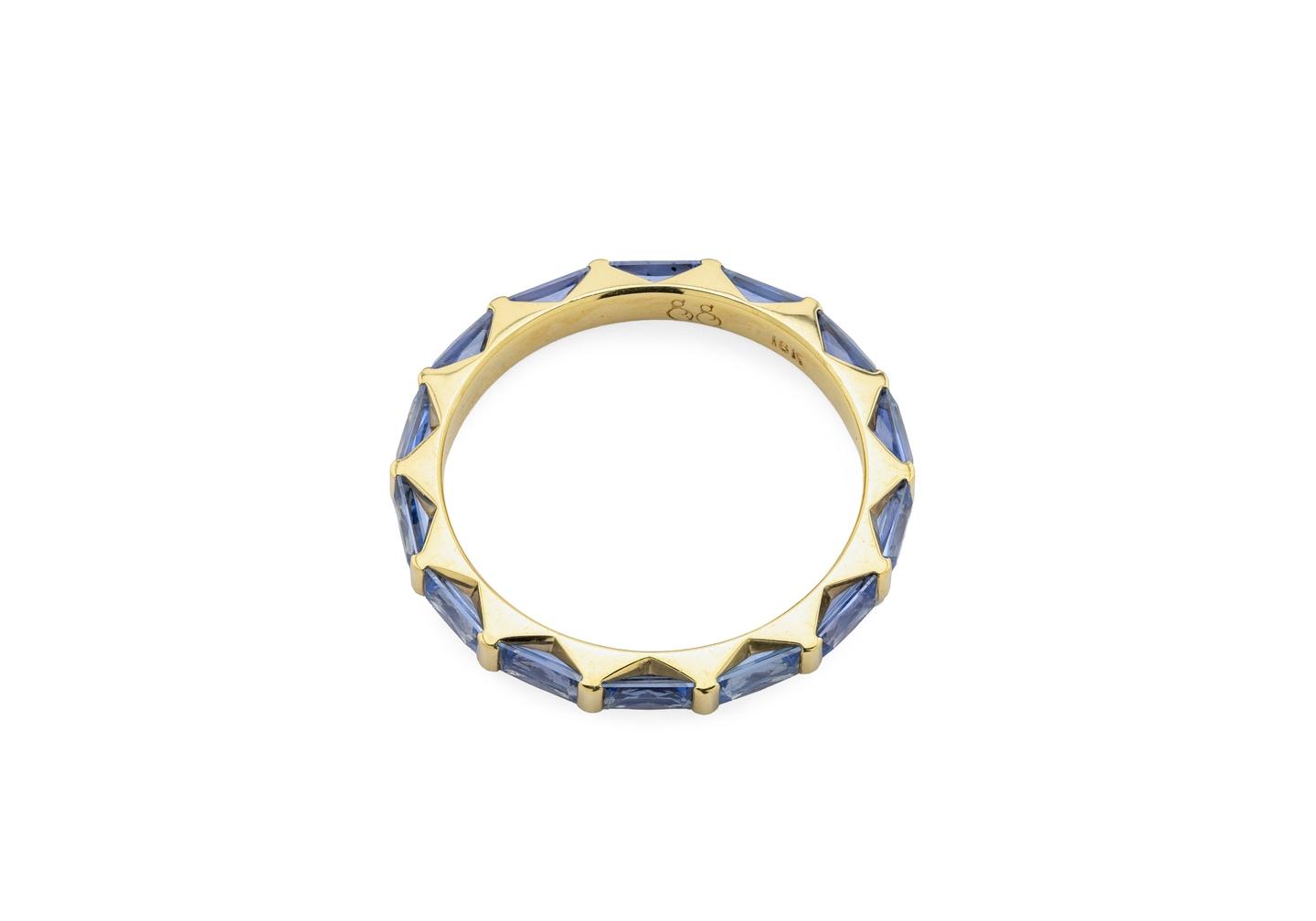 18K Baguette Cut Yogo Sapphire Eternity Band | Aurum Collection