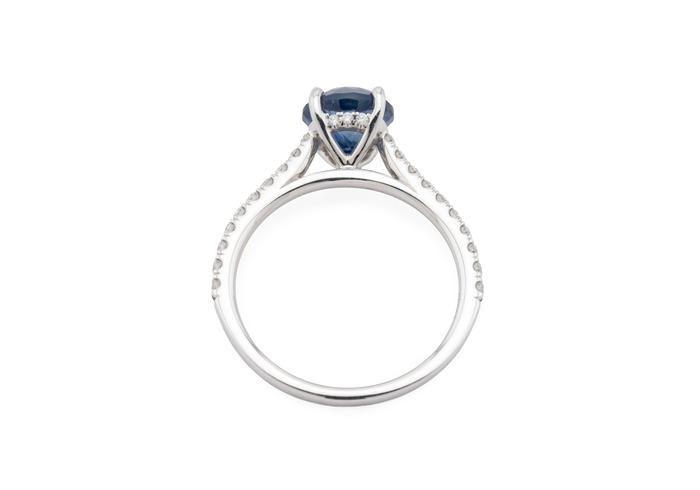 14K Montana Sapphire Diamond Accent Engagement Ring