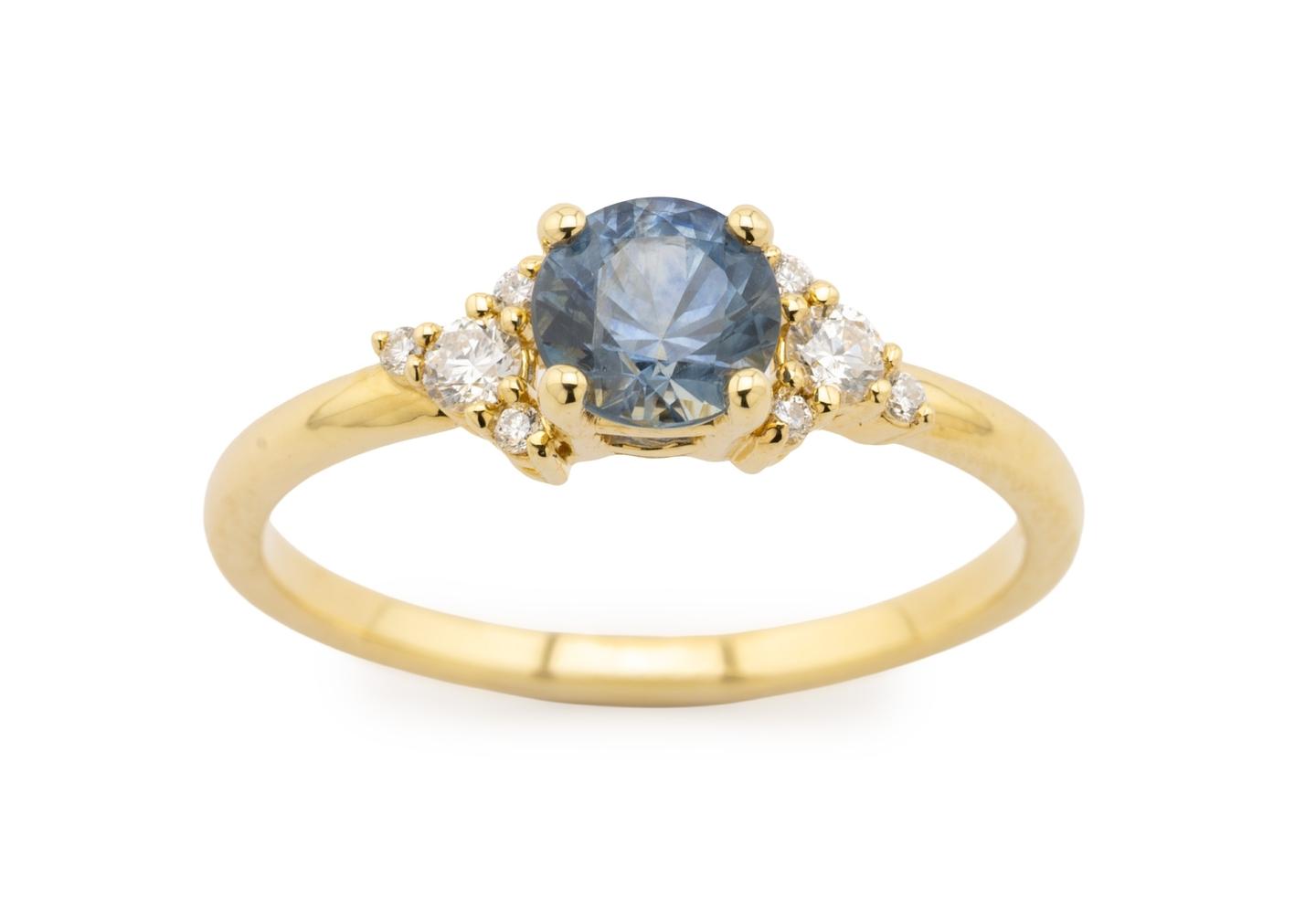 14K Montana Sapphire & Diamond Engagement Ring