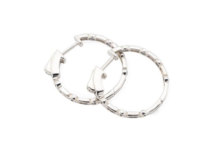 14K Yogo & Baguette Cut Diamond Inside Out Hoops