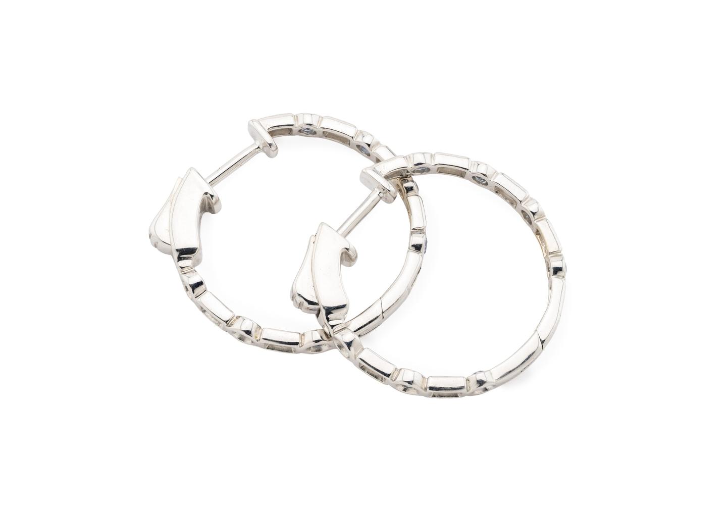 14K Yogo & Baguette Cut Diamond Inside Out Hoops