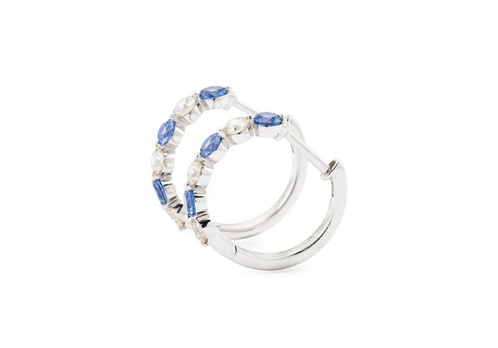 14K Yogo Sapphire & Diamond Alternating Hoops