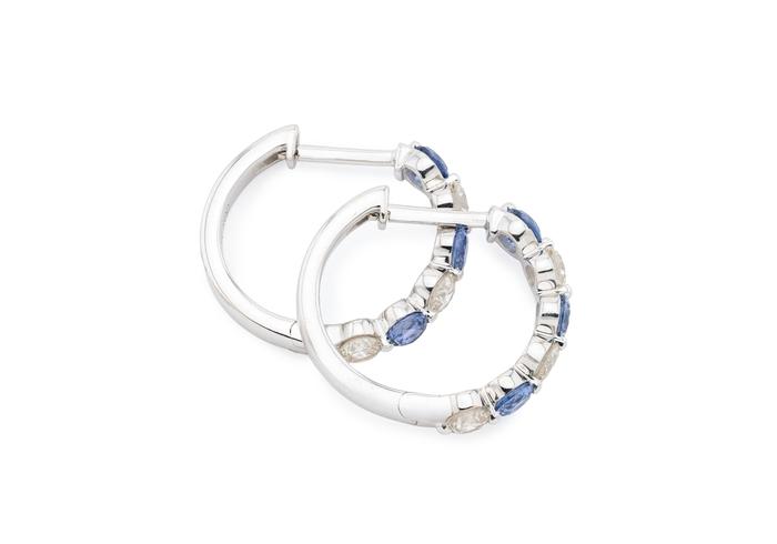 14K Yogo Sapphire & Diamond Alternating Hoops