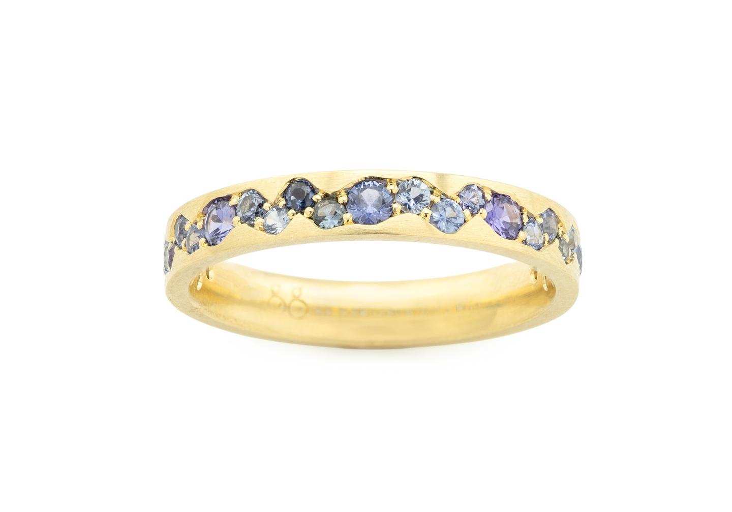 14K Yogo Sapphire Waterfall Band