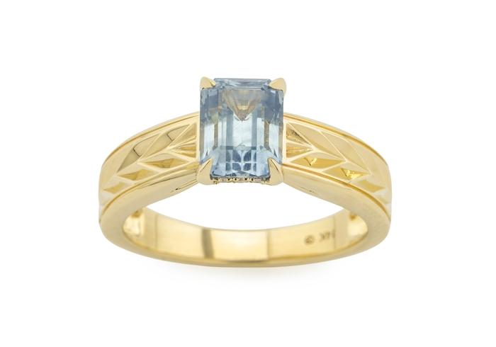 14K Hidden Halo Montana Sapphire Ring