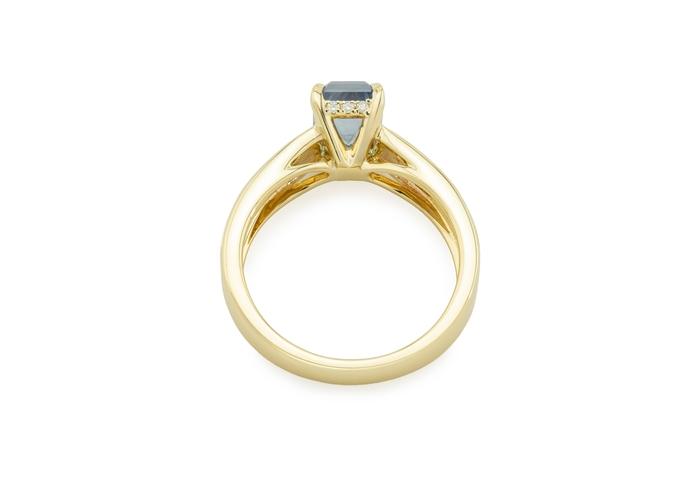 14K Hidden Halo Montana Sapphire Ring