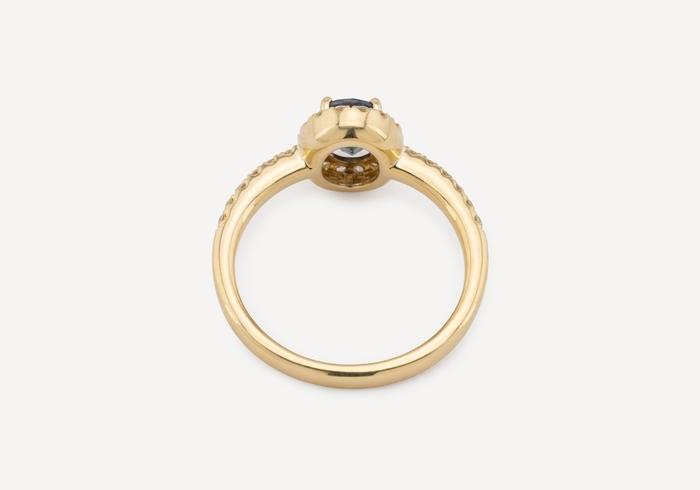 14K Montana Sapphire Halo Ring